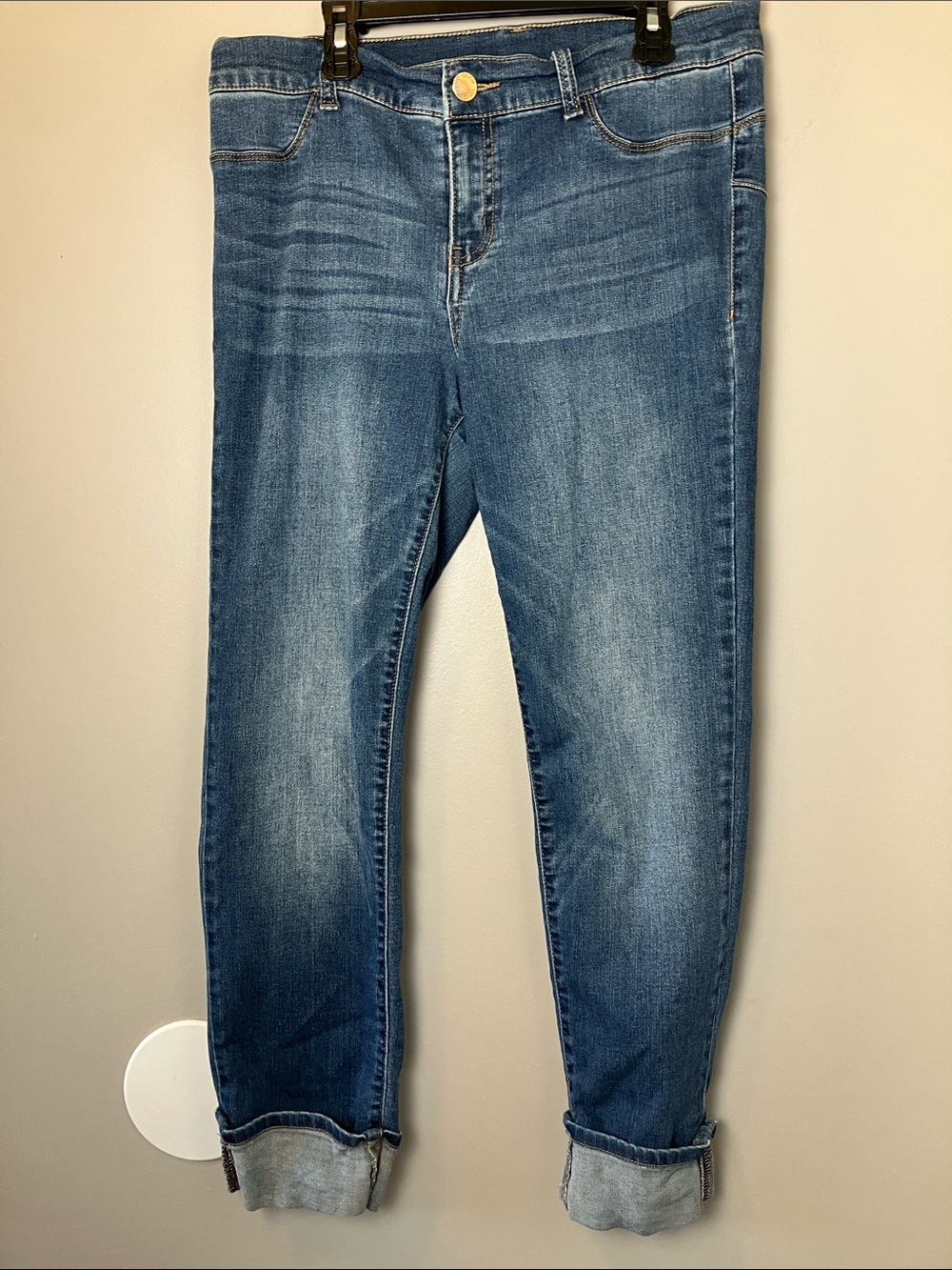 Juicy Couture Women's Size 10 Medium Wash Slim Straight Cuffed Jeans Y2K Revival